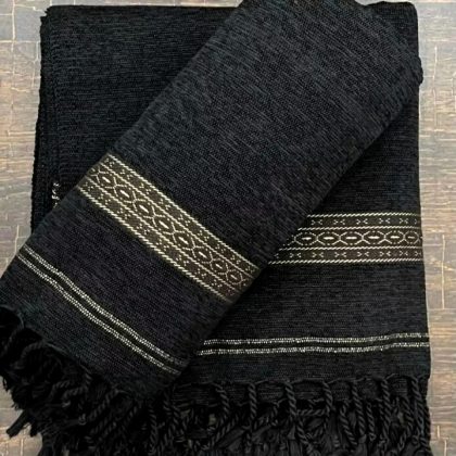 Black Velvet Shawl For Men Traditional Velvet Dussa Shawl