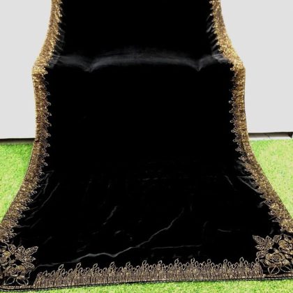 High Quality Micro Velvet Shawl for Women with Elegant Stone Edge Border