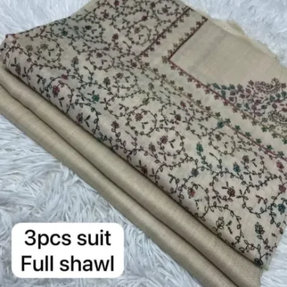 Winter Pashmina Wool 3 Piece Unstitched Suit for Women/Girls