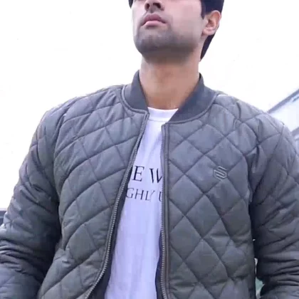 Casual Quilted Zip-Up Bomber Jacket in Solid Green - Men's Winter Fashion Outerwear