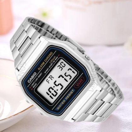 A159WA Stainless Steel Band Waterproof Retro Square Digital Sports Military Watch