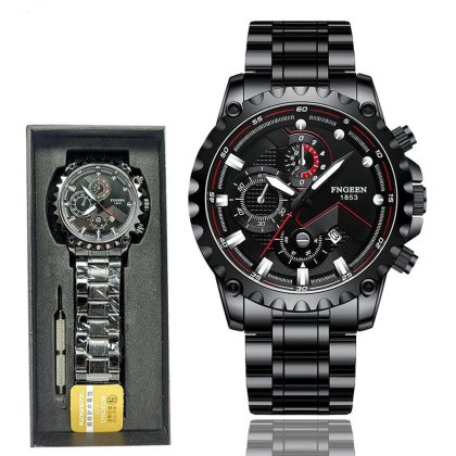 FNGEEN Watch for Men Stainless Steel Analog Quartz — Slim Business Style (1853)