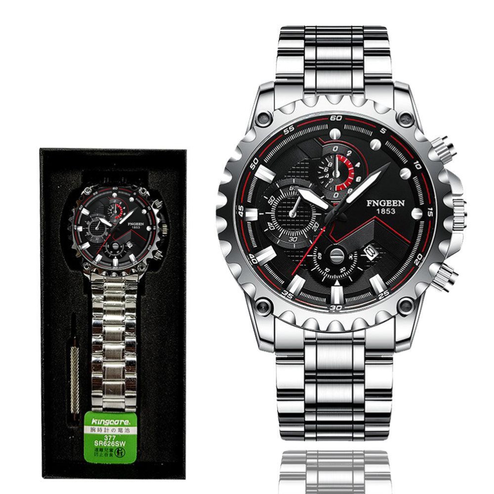 FNGEEN Watch for Men Stainless Steel Analog Quartz — Slim Business Style (1853) - Image 2