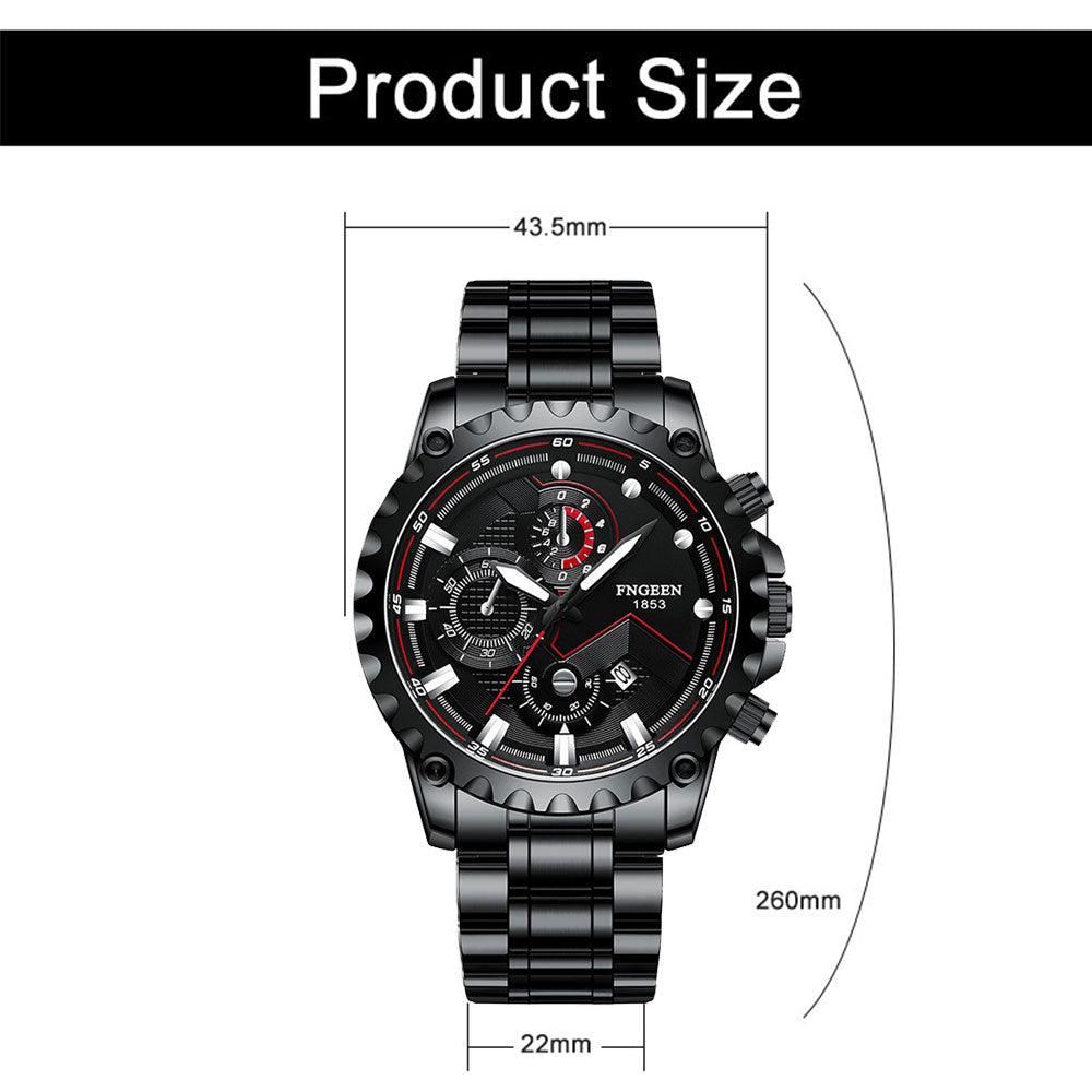 FNGEEN Watch for Men Stainless Steel Analog Quartz — Slim Business Style (1853) - Image 3