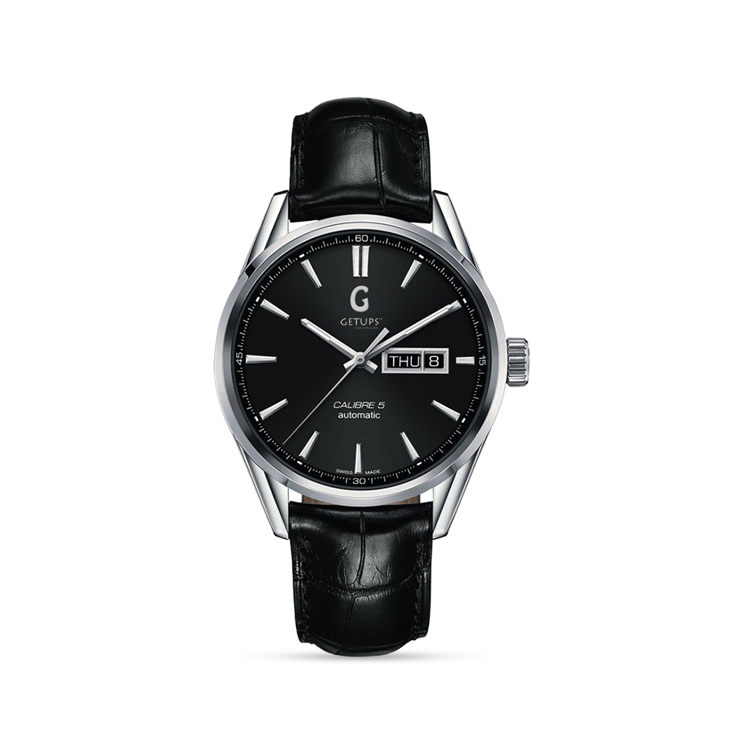 Getups — Date & Day Quartz Wrist Watch, Leather Strap, Masterlock - Image 2