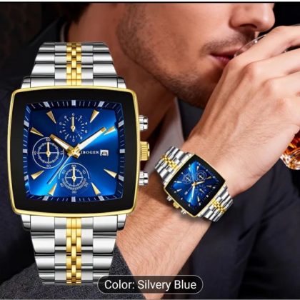 Men Luxury Quartz Watch Day Date โ Stainless Steel Chain