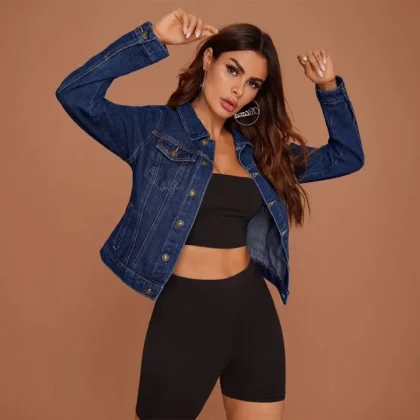 Navy Denim Jacket for Women Premium Quality Stylish Casual Wear