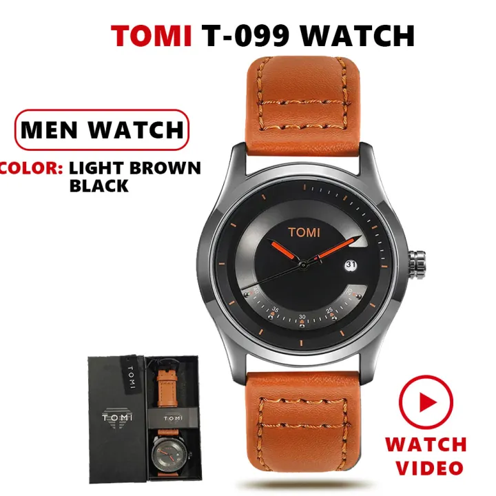 TOMI T099 leather watch price in Pakistan - luminous date watch for men