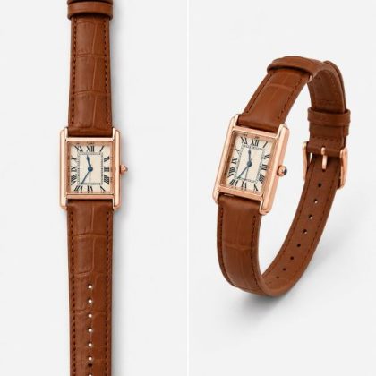 Elegant Vintage Rectangular Quartz Wrist Watch for Men